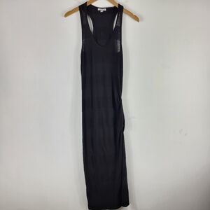 Standard James Perse Linen Ruched Jaquard Stripe Burnout Racerback Tank Dress
